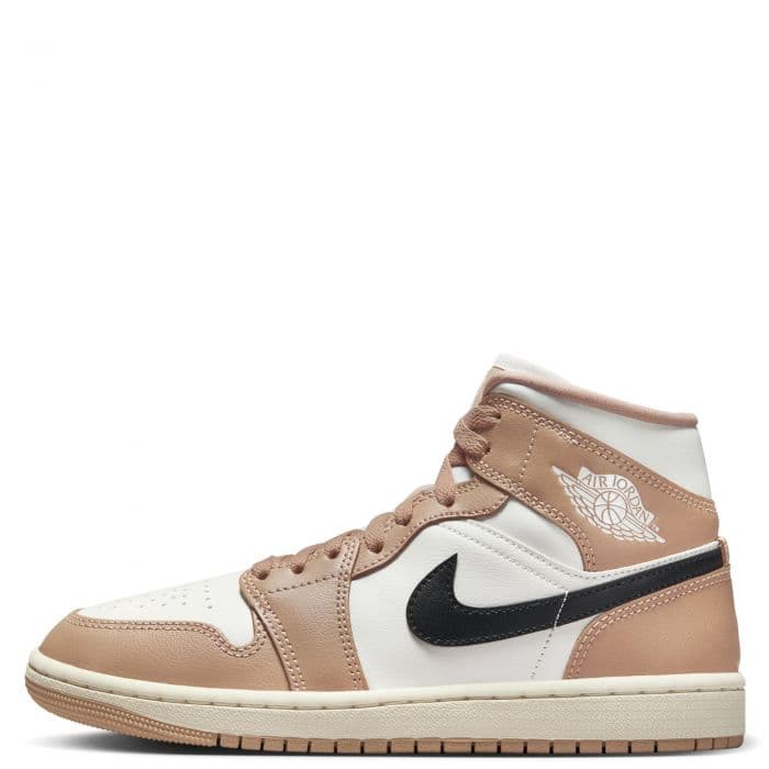 Women's Jordan 1 Mid - Brown and White